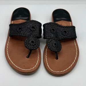 Jack Rogers Palm Beach Navajo Classic Sandals Thong Jacks Woven Leather size 6